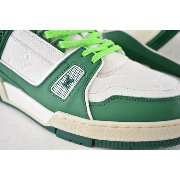 Louis Vuitton Green White Empreinte Leather Low Top Trainer Sneaker UK 9 US10 11 - Picture 5 of 16